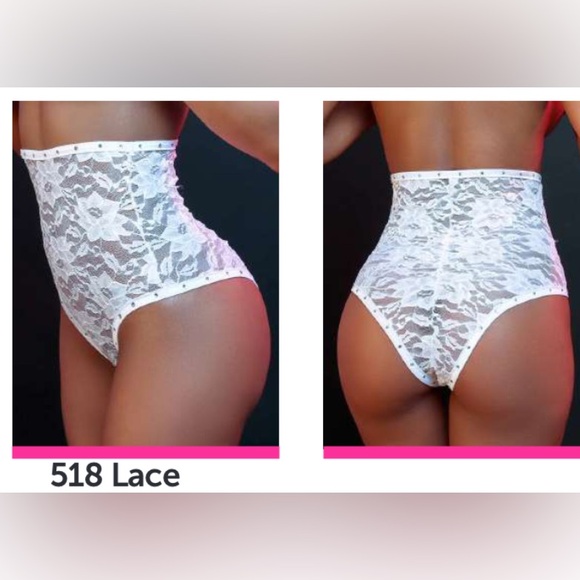 Just to Flirt -Rave Wear/ Exotic Dancewear Lace High Waist Scrunch Butt Bottoms - Picture 3 of 3